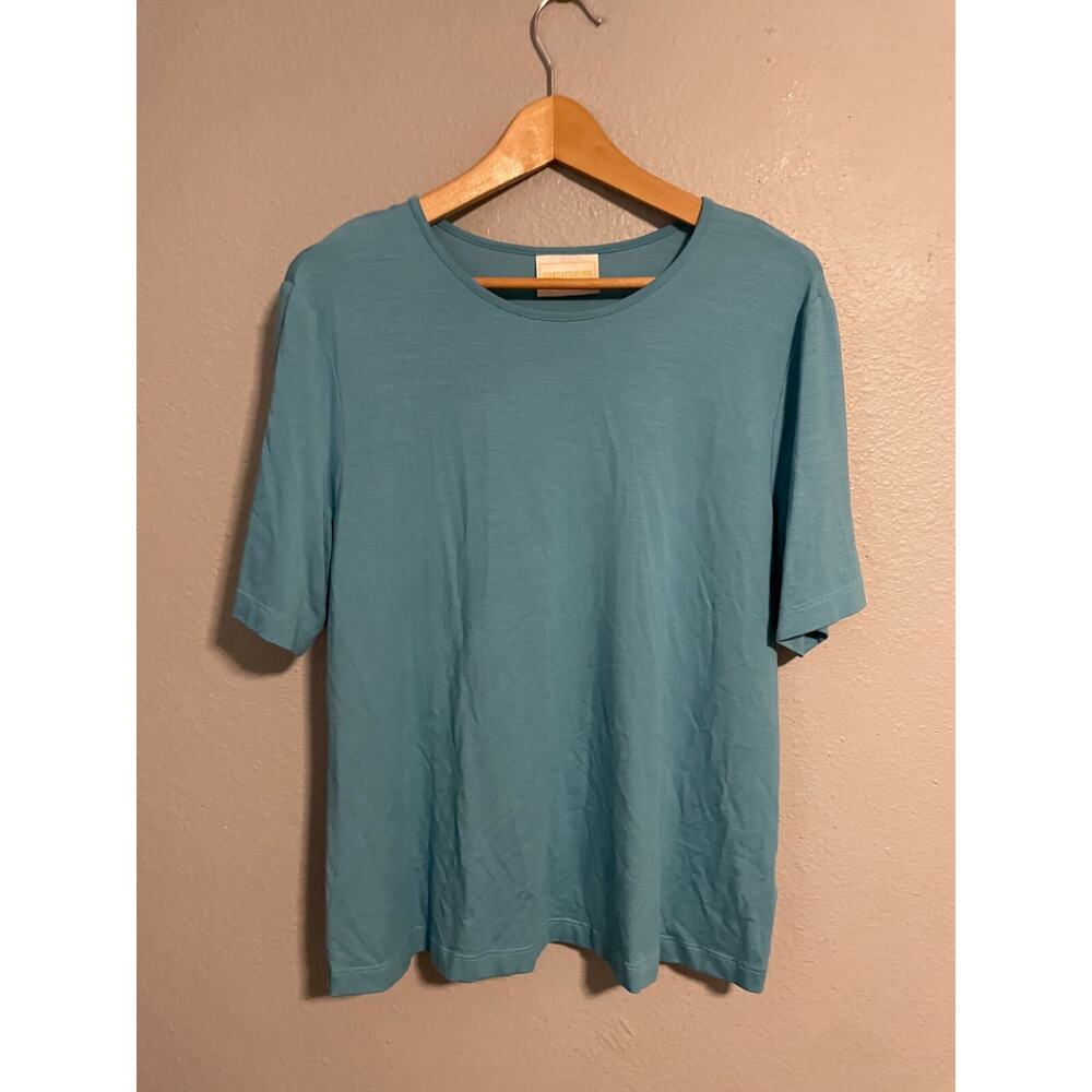 Vintage Geiger Collections Womens Top EU 42 US 12 Teal Viscose Stretch Normcore
